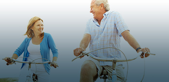 Biking old couple
