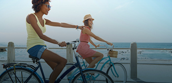 Biking two woman